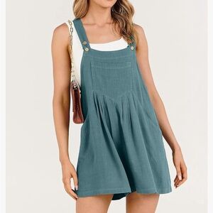 Women's Summer Casual Rompers Bib Short Overalls Loose Linen Jumpsuit